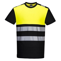 Portwest PW3 Hi-Vis Class 1 T-Shirt Black/Yellow PW311