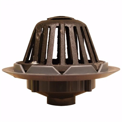 Jones Stephens 3" PVC Roof Drain with Cast Iron Dome R18005