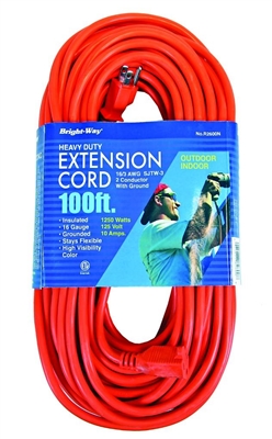 Bright-Way 100 ft Heavy-Duty Outdoor Extension Cord Grounded R2600