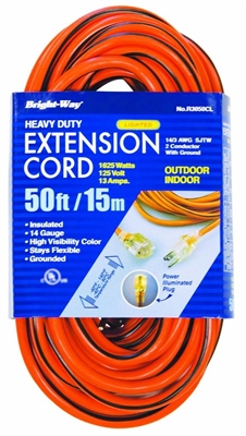 Bright-Way 50 ft Lighted End Indoor/Outdoor Extension Cord Grounded R3050CL