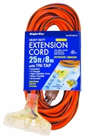 Bright-Way 25 ft Triple Tap Lighted End Extension Cord Grounded R3125CTL