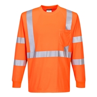 Portwest Hi-Vis Long Sleeve Ribbed Cuff T-Shirt Orange S192