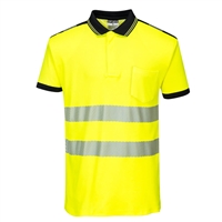 Portwest PW3 Hi-Vis Short Sleeve Polo Shirt Yellow/Black T180