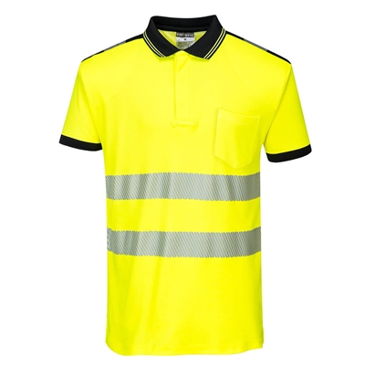Portwest PW3 Hi-Vis Short Sleeve Polo Shirt Yellow/Black T180