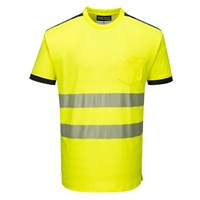 Portwest PW3 Hi-Vis Short Sleeve T-Shirt Yellow/Black T181