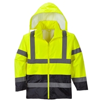 Portwest Hi-Vis Classic Contrast Rain Jacket Yellow/Black UH443