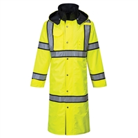 Portwest Hi-Vis Reversible Rain Coat 48" Yellow/Black UH447